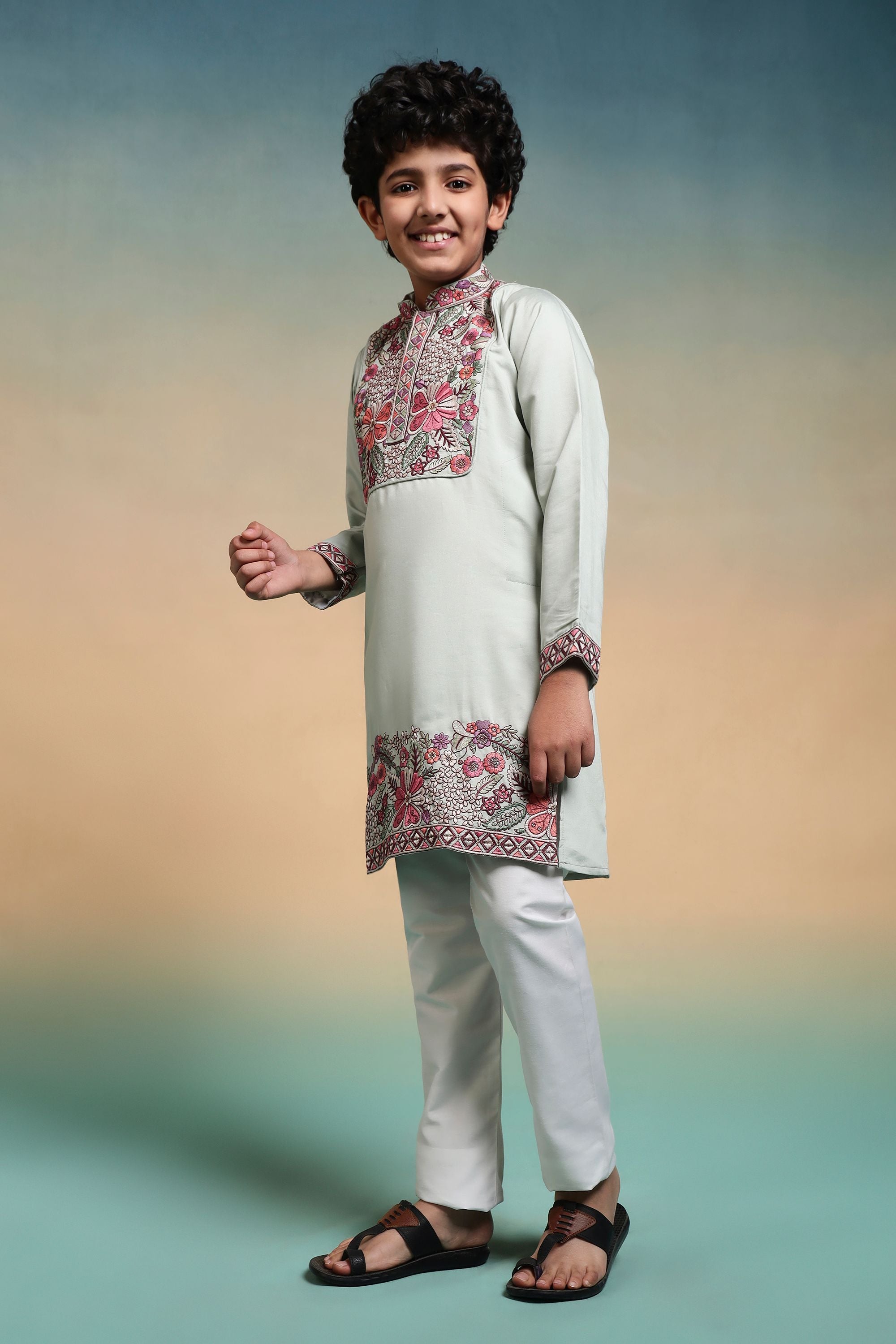 Pista Pure Viscose Silk Kids Boy Kurta Pajama