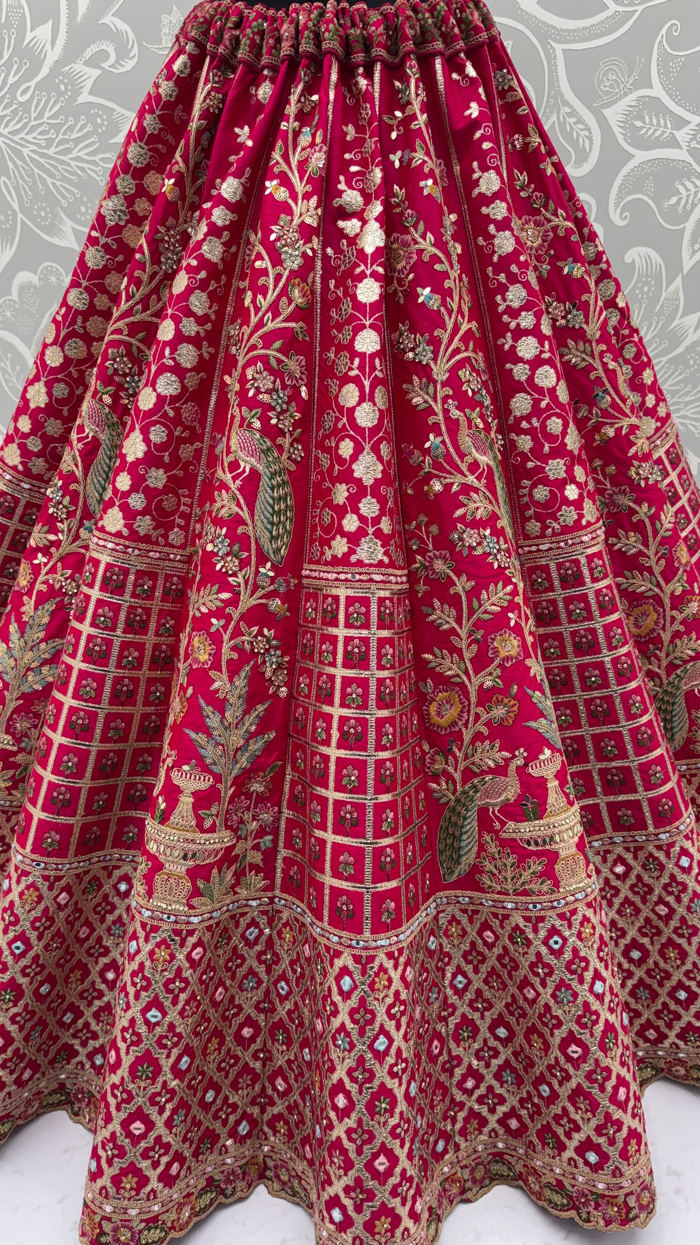 Rani Pure Soft Gadhwal Silk Heavy Embroidery Work Bridal Lehenga Choli
