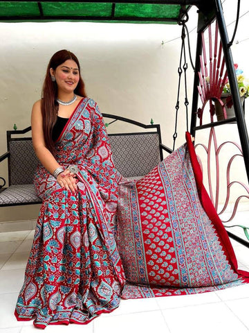 Ajrakh Digital Print Saree Anantexports