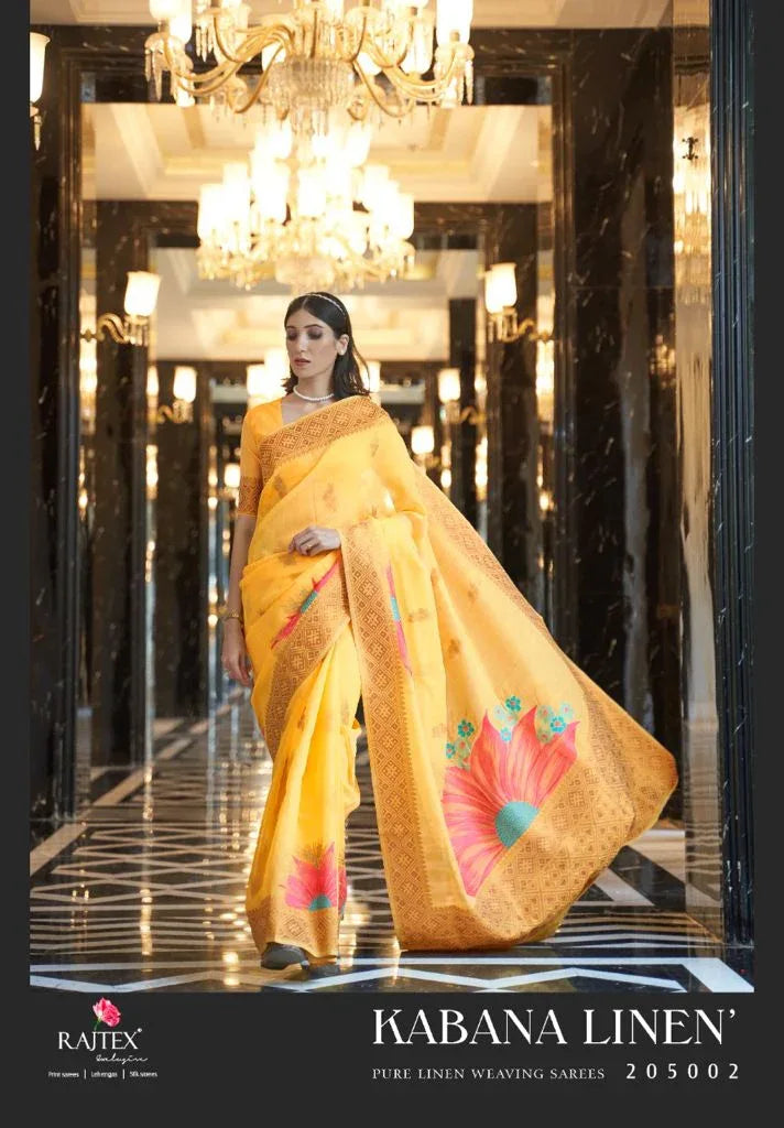 Party Wear RajTex Kabana Pure Linen Saree Anant Tex Exports Private Limited