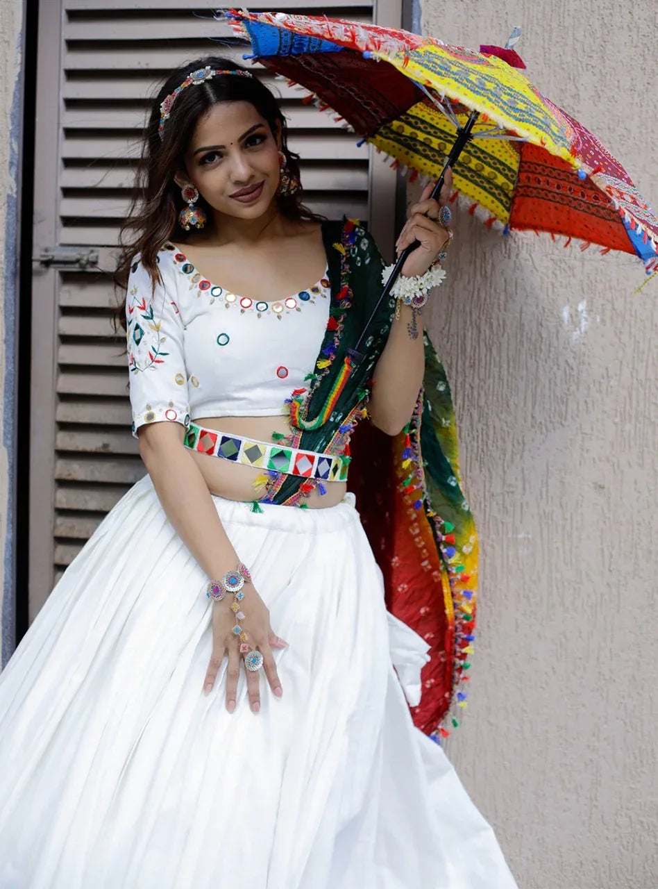 Navratri Celebrations White Lehenga Anant Tex Exports Private Limited