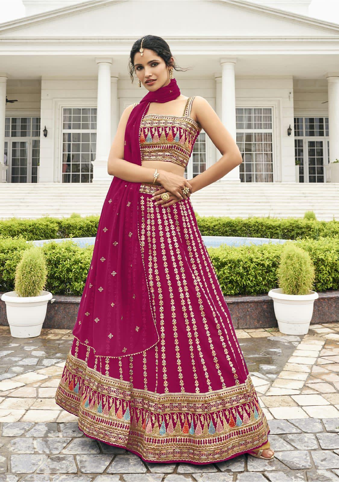 DESIGNER FANCY WEDDING PARTY WEAR BLACK BOLLYWOOD LEHENGA CHOLI IN GEORGETTE SM RIMZIM 136 A,B,C Anant Tex Exports Private Limited