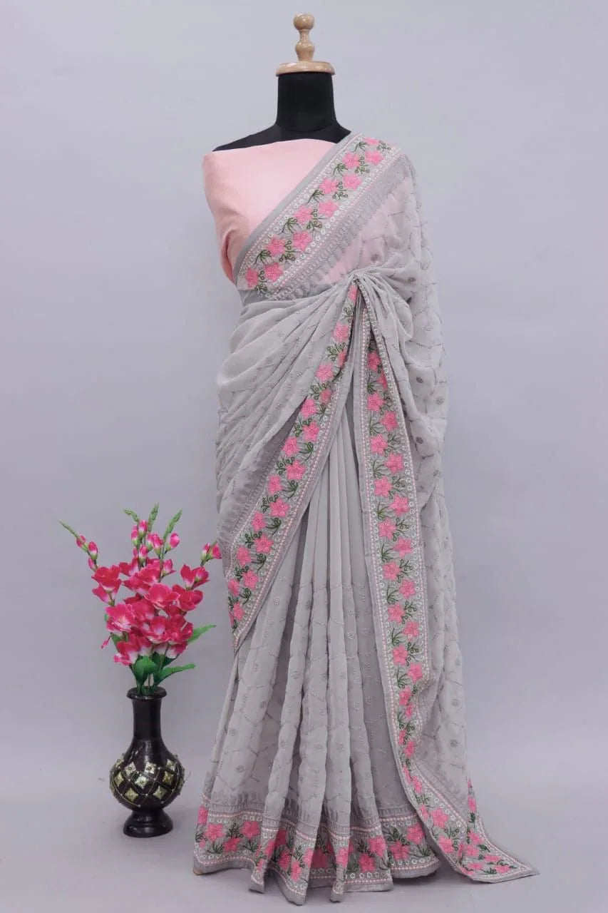 Rasmalai Pure Georgette Silk Saree Anant Tex Exports Private Limited
