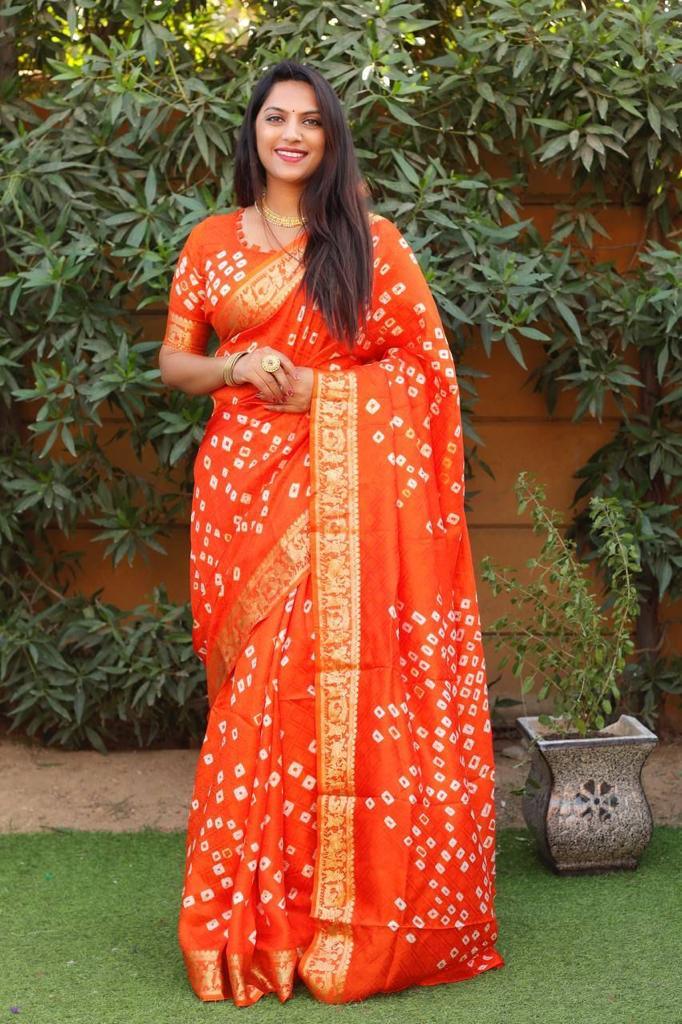 Pure Bandhej Silk Saree Anant Tex Exports Private Limited