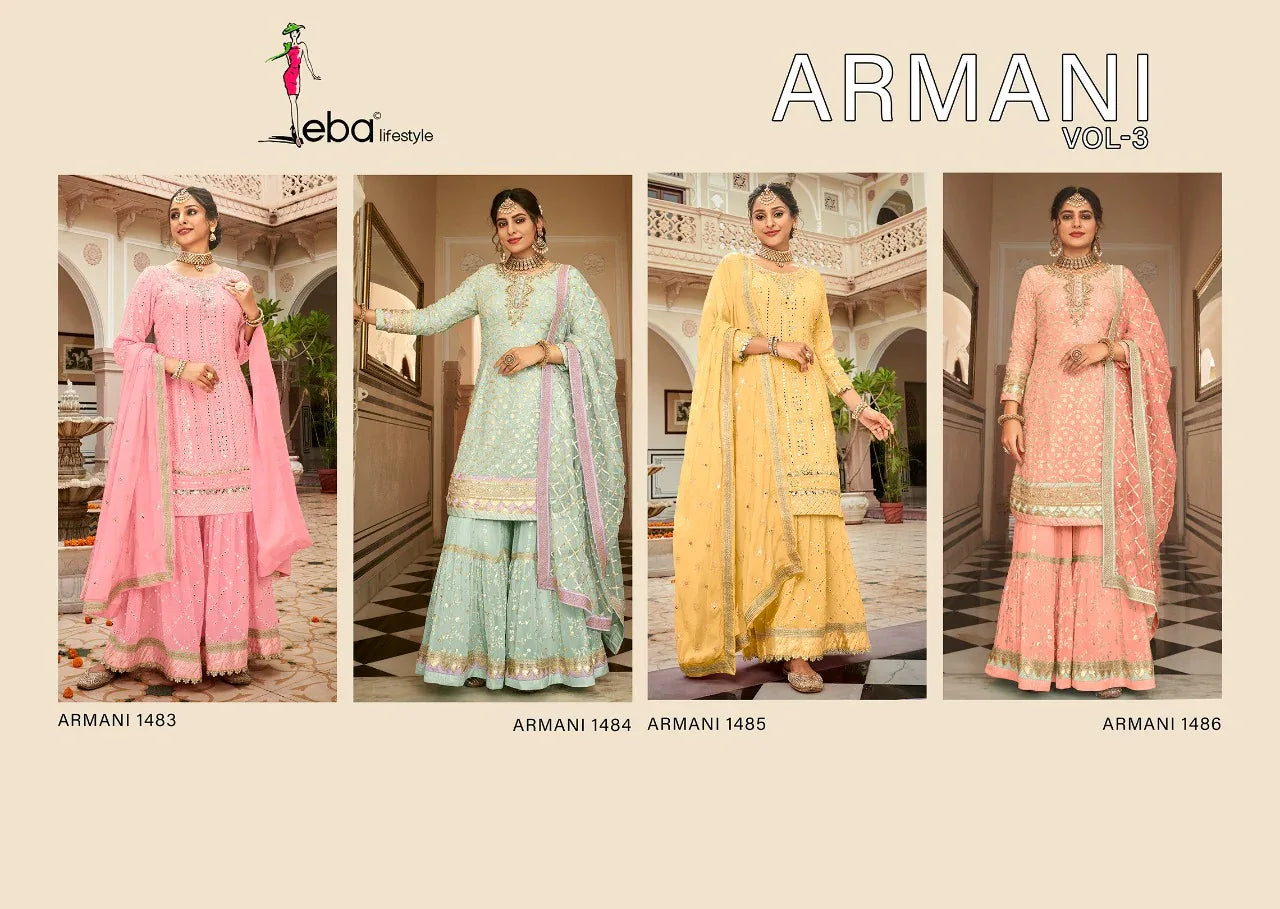 Eba Lifestyle Armani Vol 3 Designer Palazzo Style Ladies Wear Collection Anant Tex Exports Private Limited
