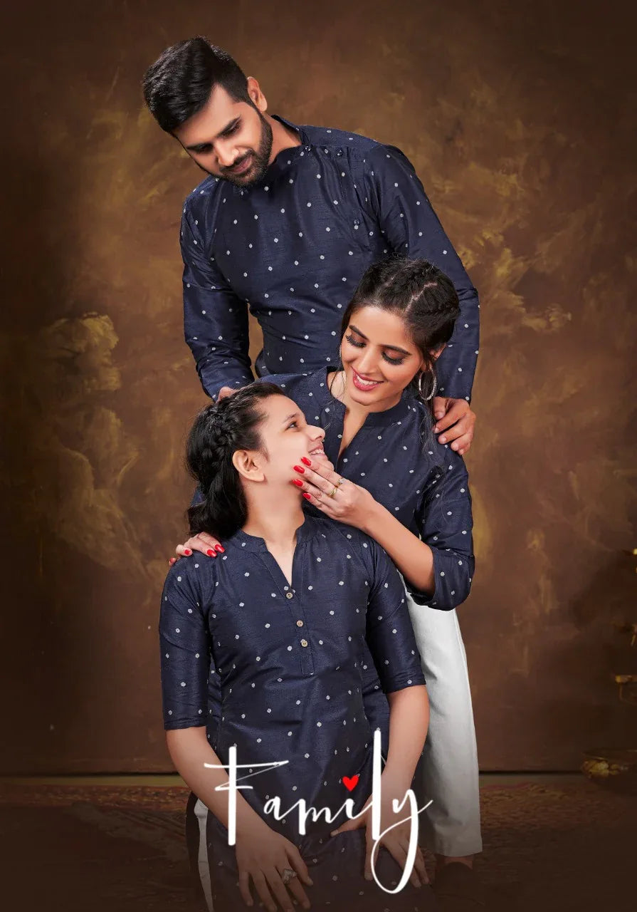 Family Combo Couple Dress Gents Ladies With Daughter Dress Anant Tex Exports Private Limited