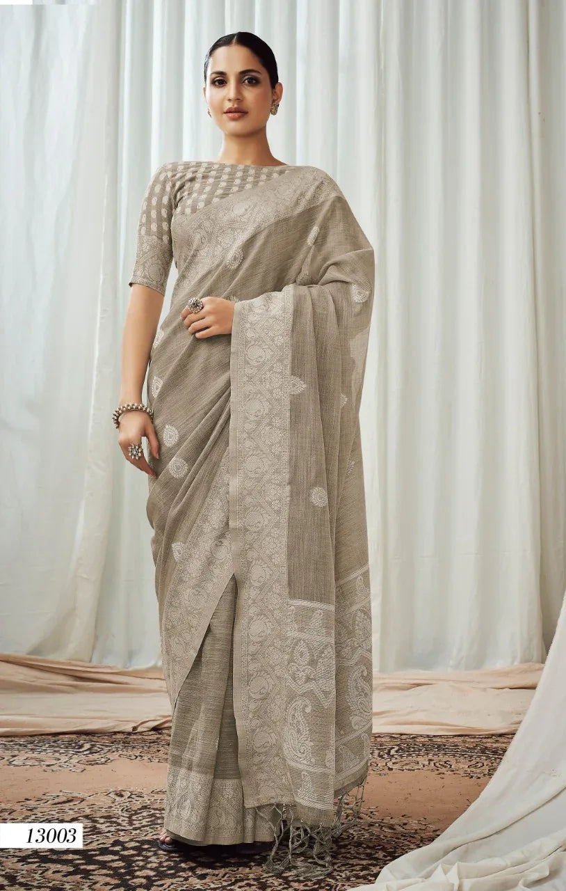 Rajpath Anigma Soft Luckhnowi weaving Linen Saree Anant Tex Exports Private Limited