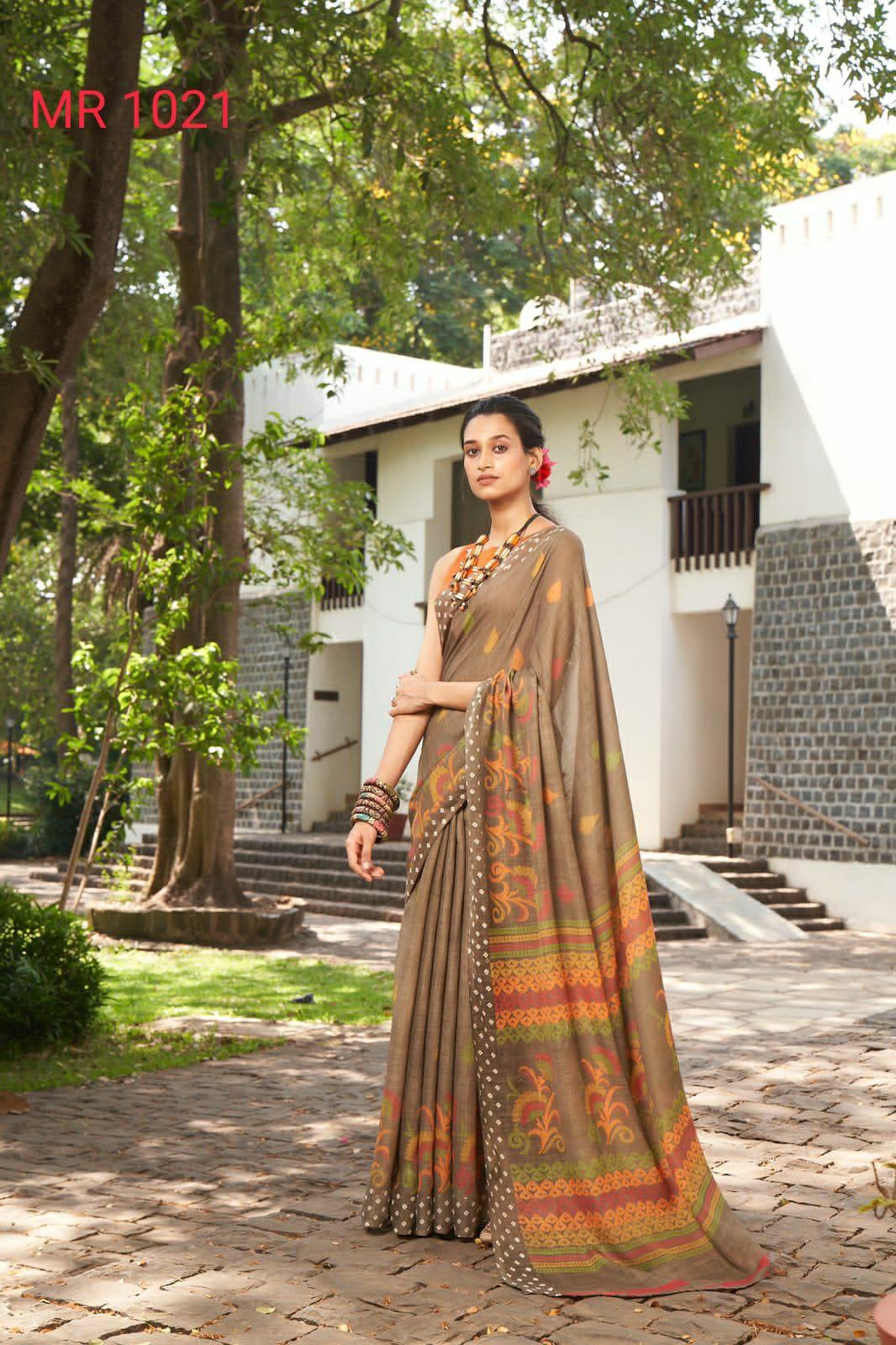 Sr Mercury Vol-3 Ethnic Fancy Wear Handwork Pure Linen Printed Saree Catalog Wholesaler Anant Tex Exports Private Limited