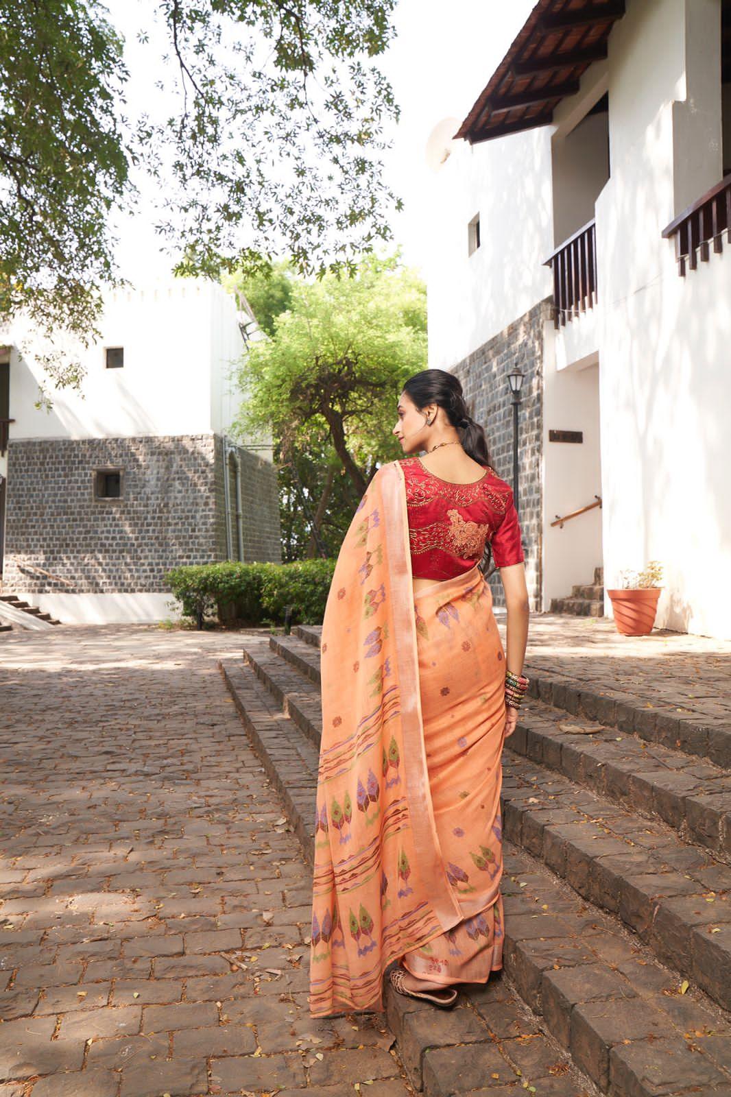 Sr Mercury Vol-3 Ethnic Fancy Wear Handwork Pure Linen Printed Saree Catalog Wholesaler Anant Tex Exports Private Limited