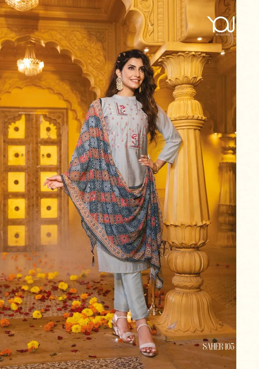 Wanna Saher Fancy Viscose Kurti With Pant & Digital Dupatta Collection Anant Tex Exports Private Limited