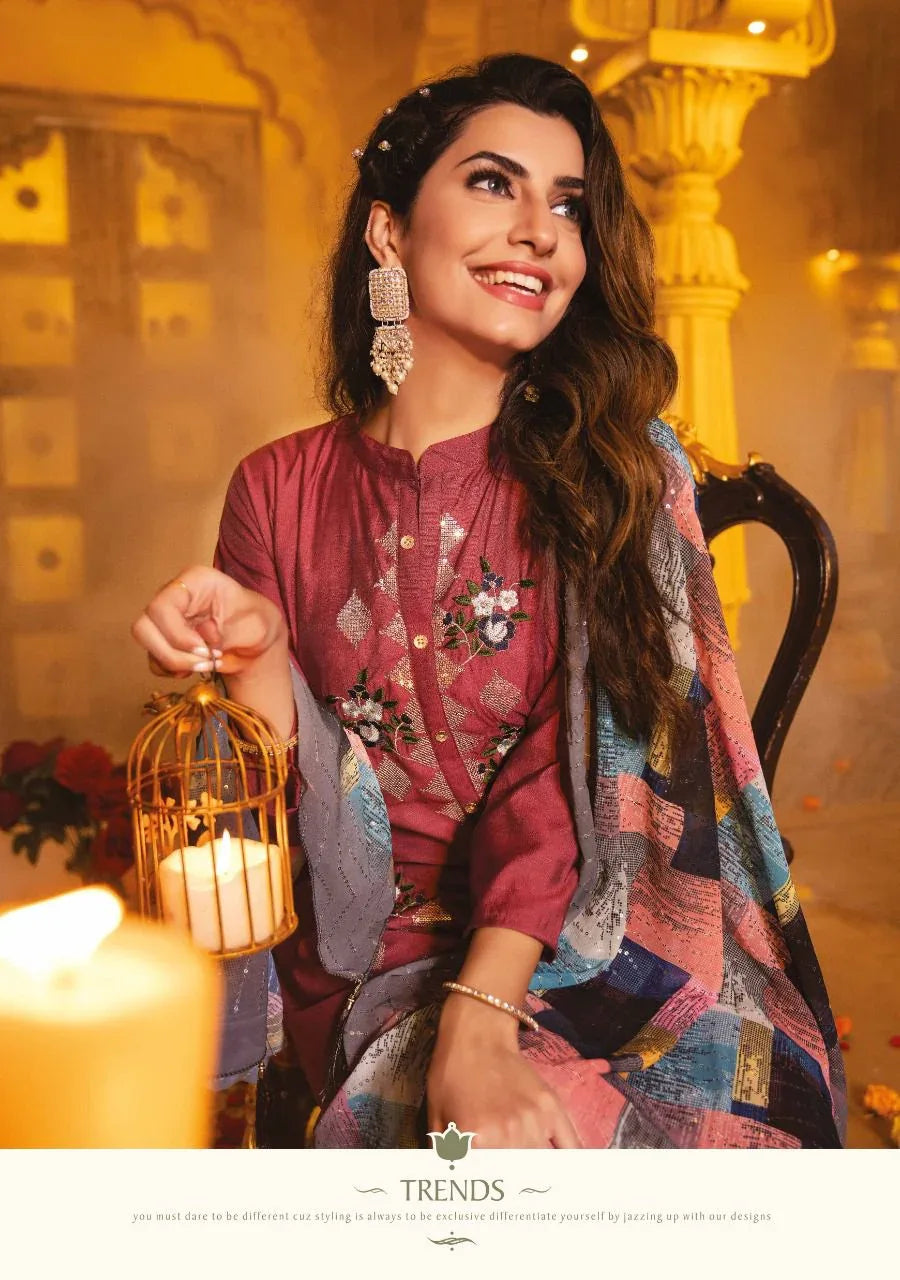 Wanna Saher Fancy Viscose Kurti With Pant & Digital Dupatta Collection Anant Tex Exports Private Limited
