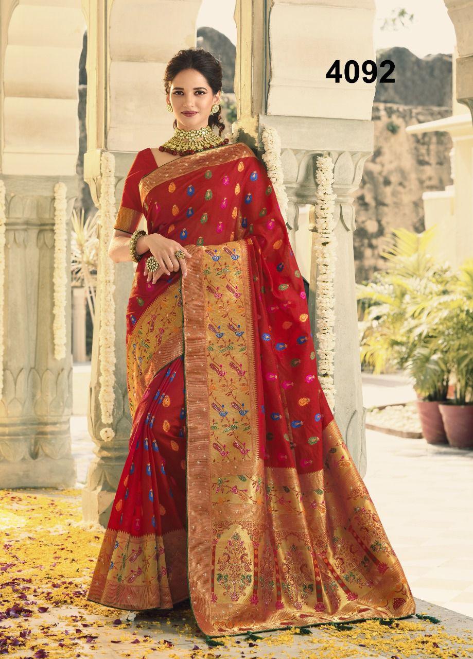 NAZNEEN SWAROVSKI SILK 4087 SERIES BANARASI SAREE Anant Tex Exports Private Limited