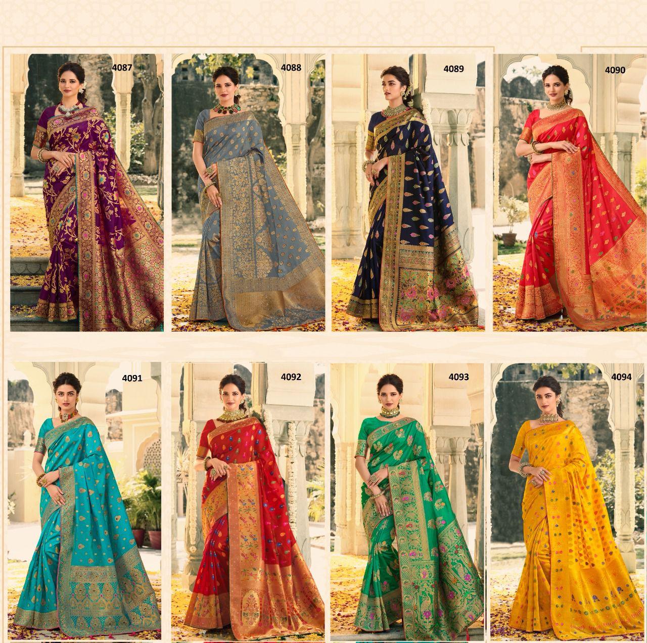 NAZNEEN SWAROVSKI SILK 4087 SERIES BANARASI SAREE Anant Tex Exports Private Limited