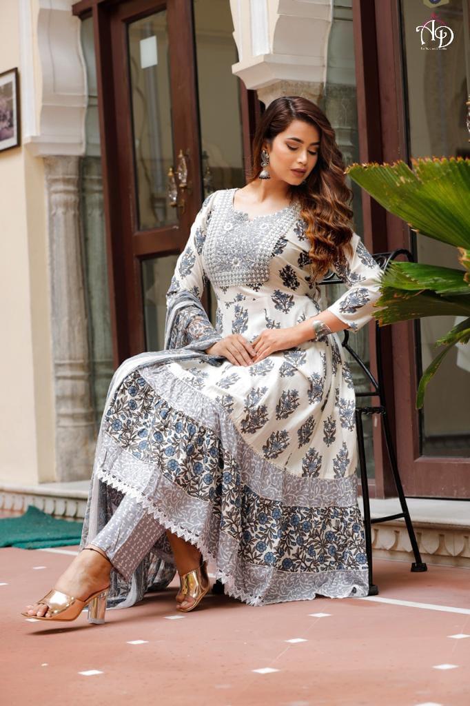 Heavy Rayon Mill Printed Gotta Patti Lace Work Gown Anant Tex Exports Private Limited
