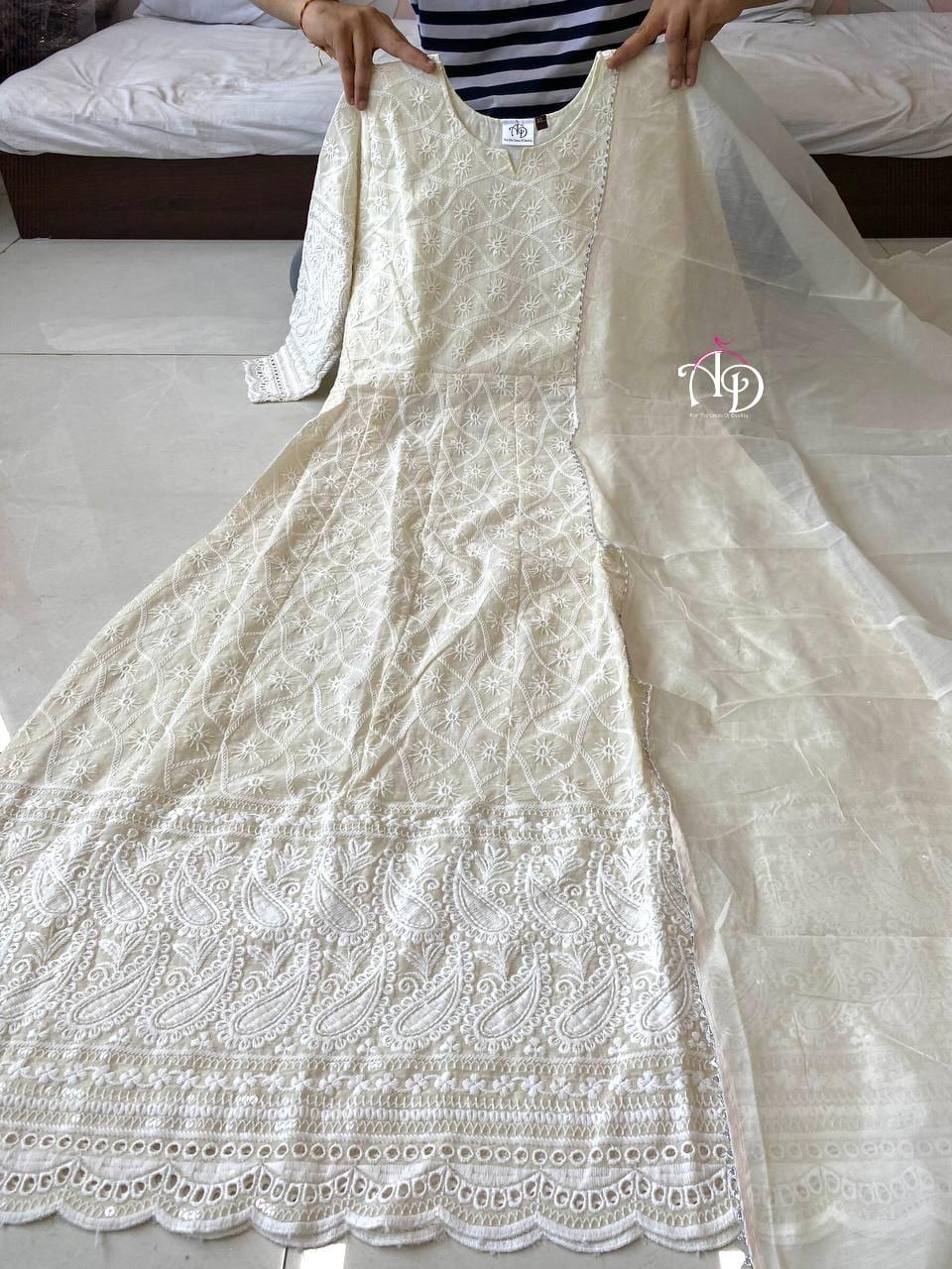 ANARKALI CHIKAN SEQUINS GOWN WITH DUPATTA Anant Tex Exports Private Limited