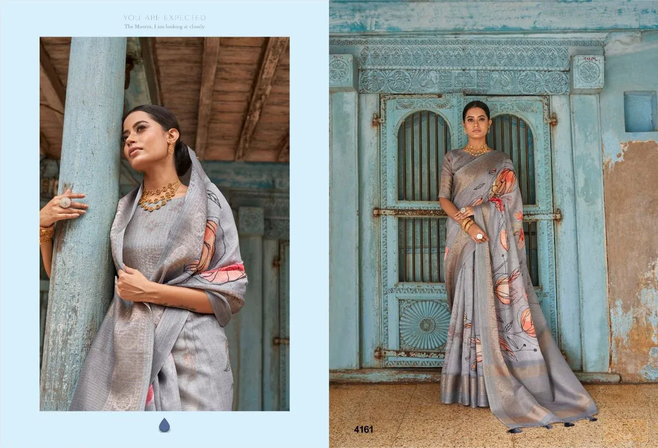 NAZNEEN CHHAP 4156 SERIES LINEN SAREE Anant Tex Exports Private Limited