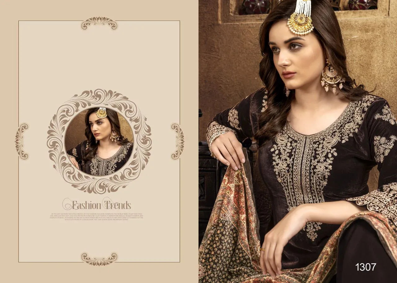 NAZNEEN GUL FAIZ 1305 SERIES VELVET WITH HEAVY EMBROIDERY SUITS Anant Tex Exports Private Limited