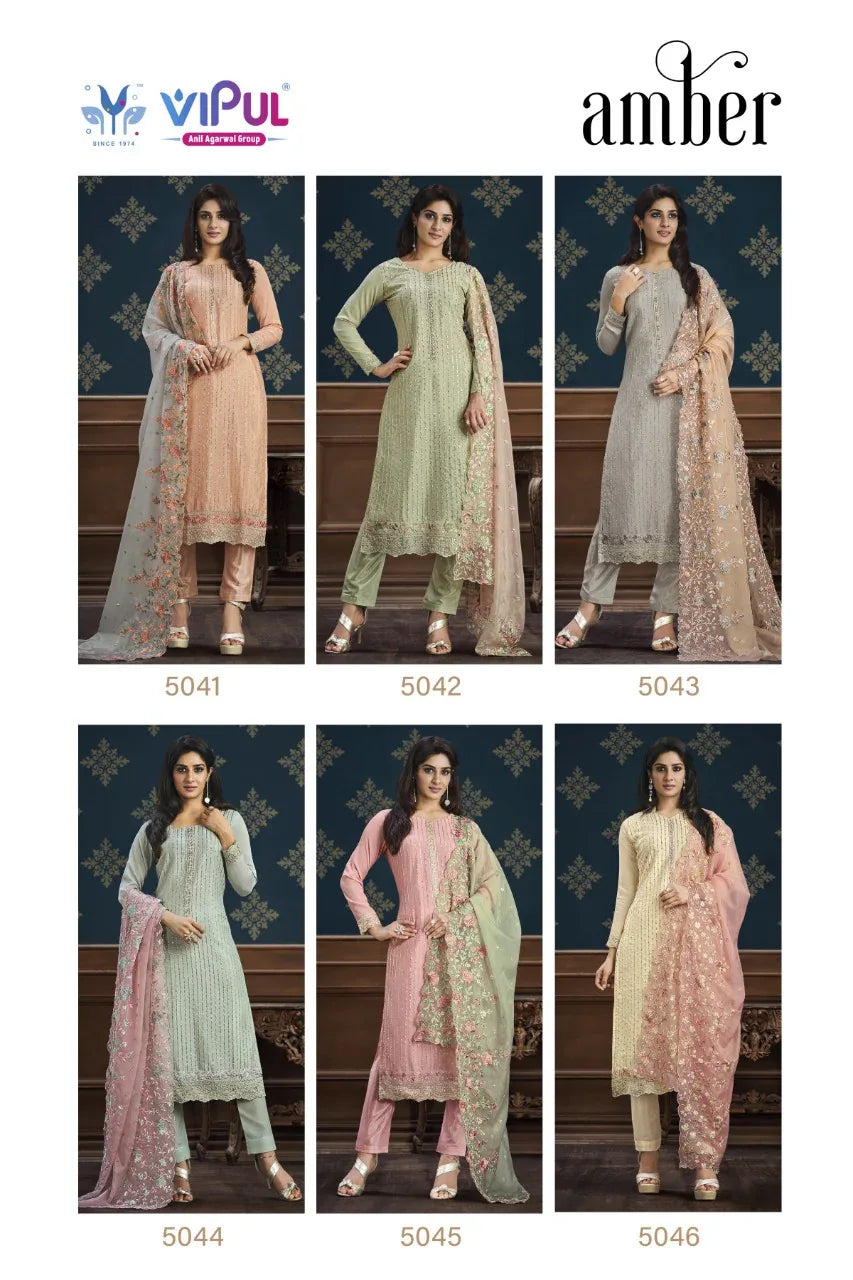 Vipul Amber Chinnon With Embroidery Suits Anant Tex Exports Private Limited