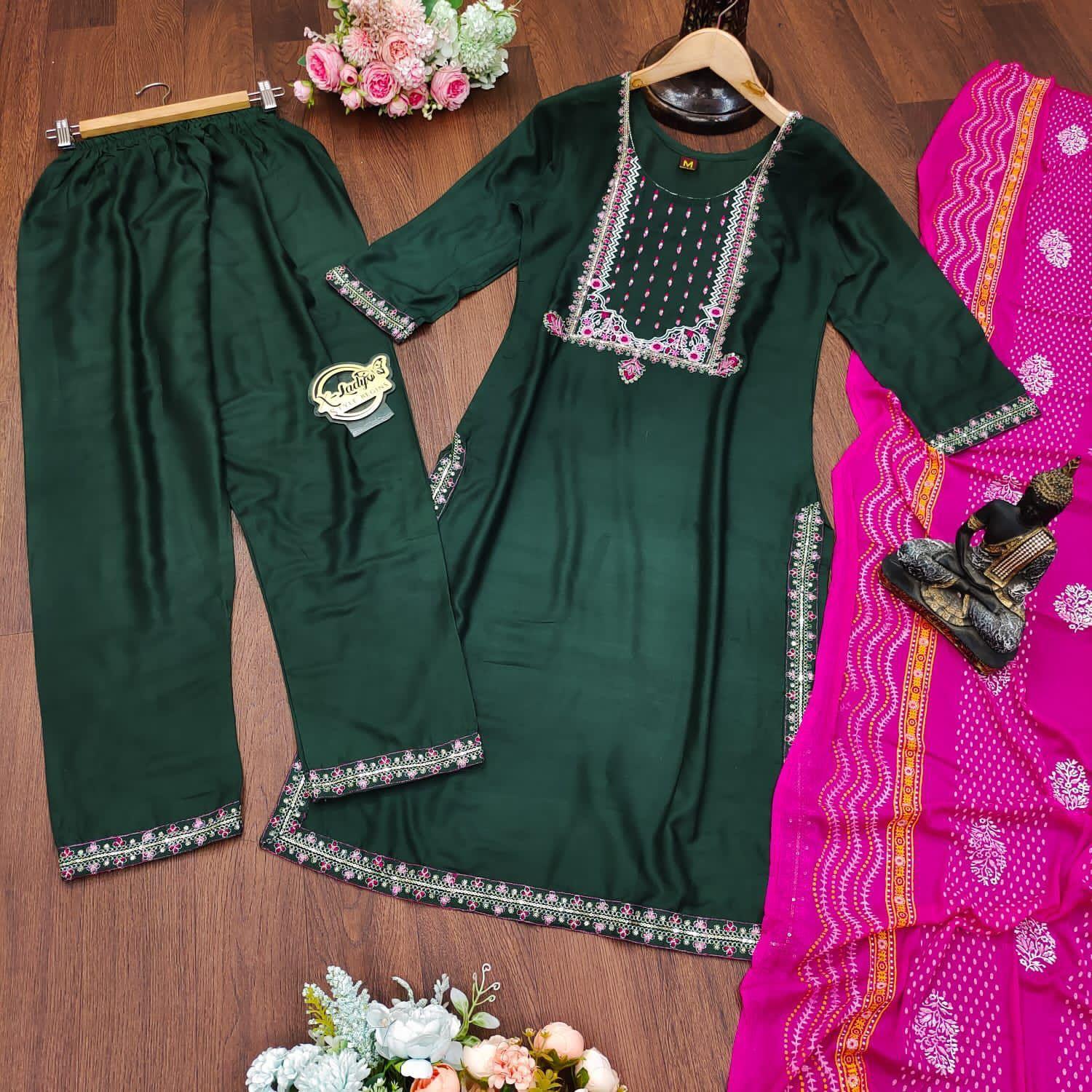 Rayon Fabric With Beautiful Embroidery Work Plazo Suit Anant Tex Exports Private Limited