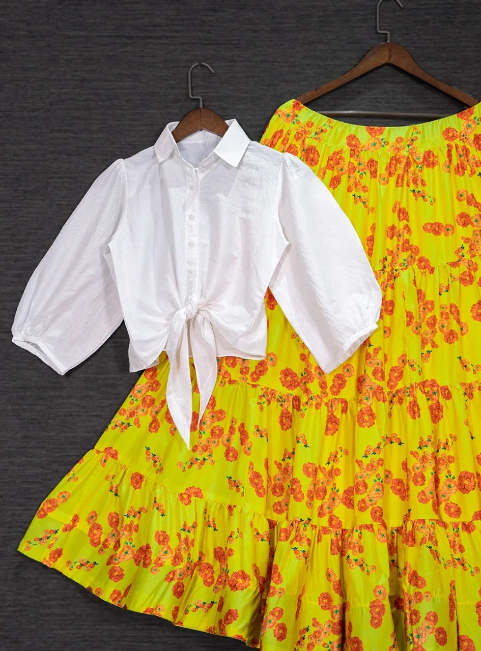 Latest Shirt Style Top with Printed Lehenga Anant Tex Exports Private Limited