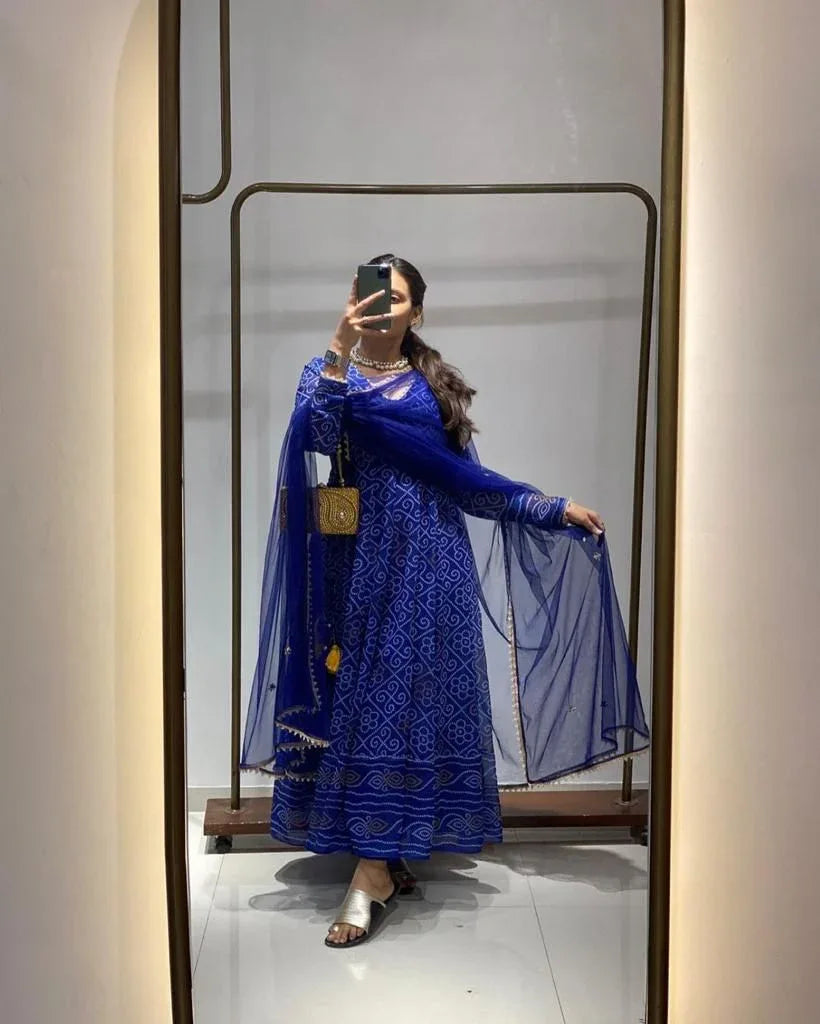 Flower Maxi Gown With Dupatta Anant Tex Exports Private Limited