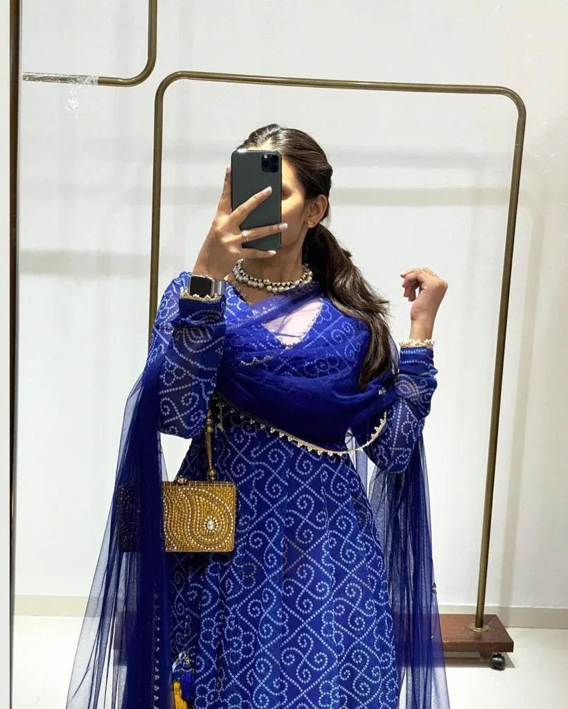 Flower Maxi Gown With Dupatta Anant Tex Exports Private Limited