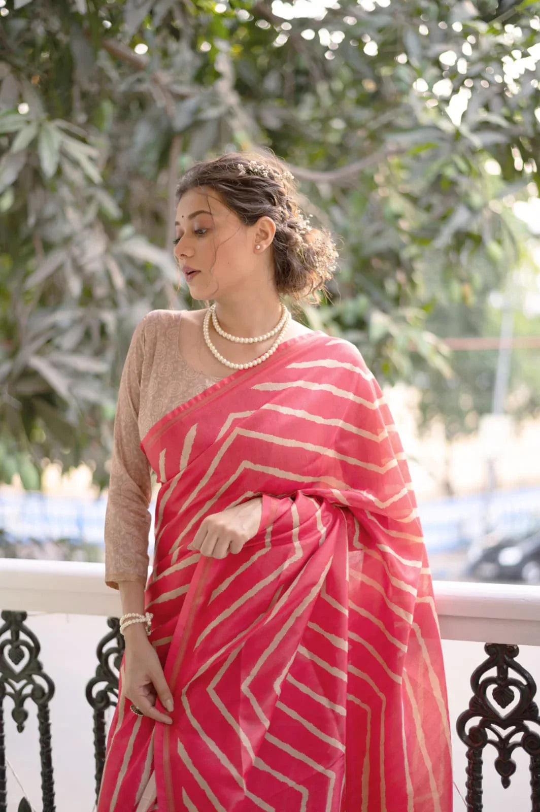 LEHERIYA SAREE WITH KALAMKARI PEACOCK PALLU Anant Tex Exports Private Limited