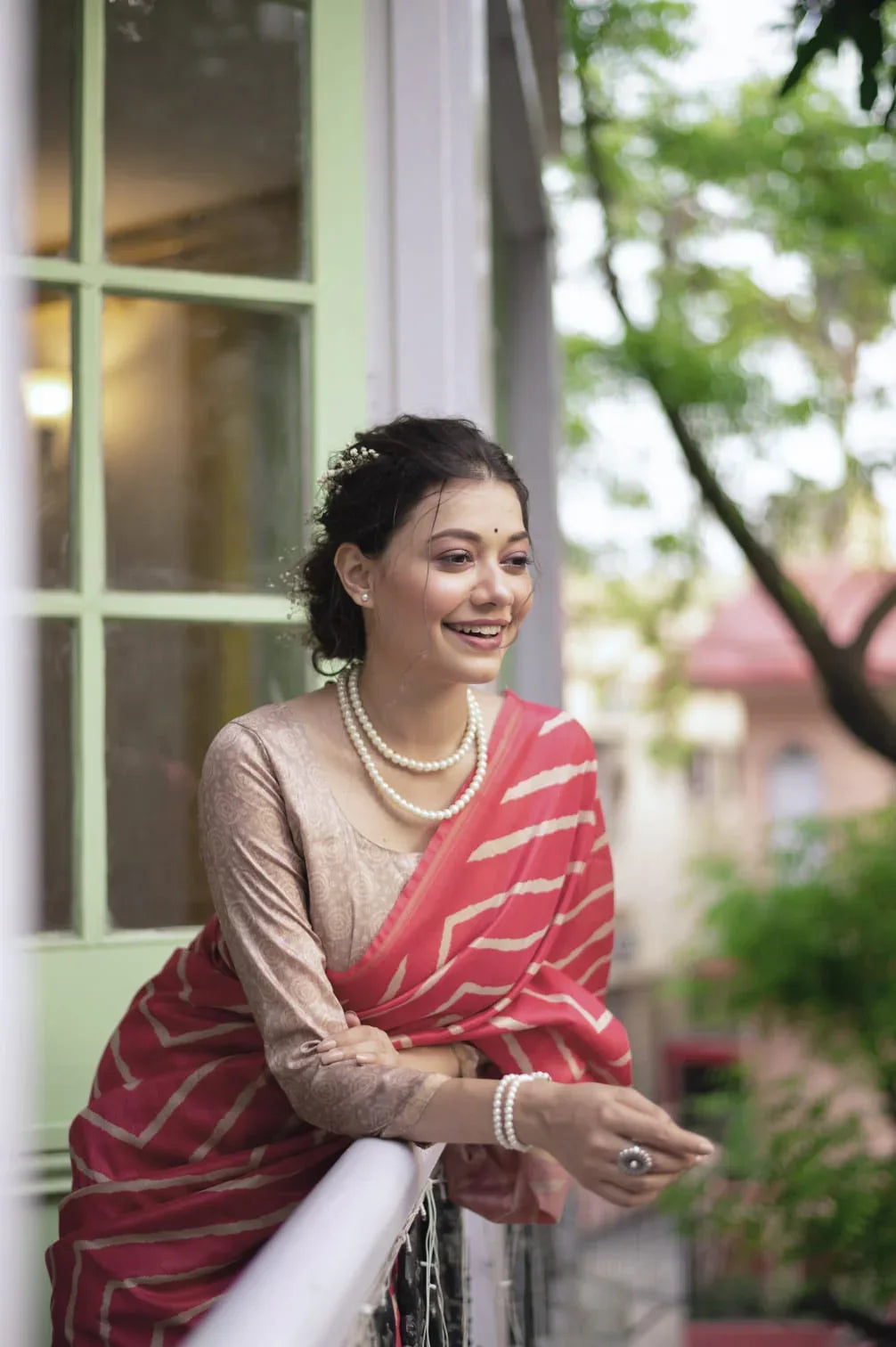 LEHERIYA SAREE WITH KALAMKARI PEACOCK PALLU Anant Tex Exports Private Limited