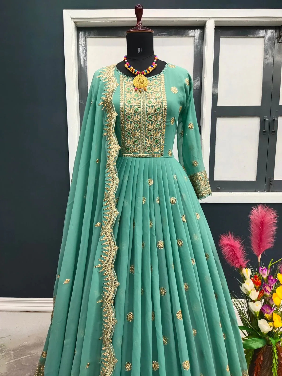 Heavy Faux Georgette With Embroidery Sequins Gown Anant Tex Exports Private Limited