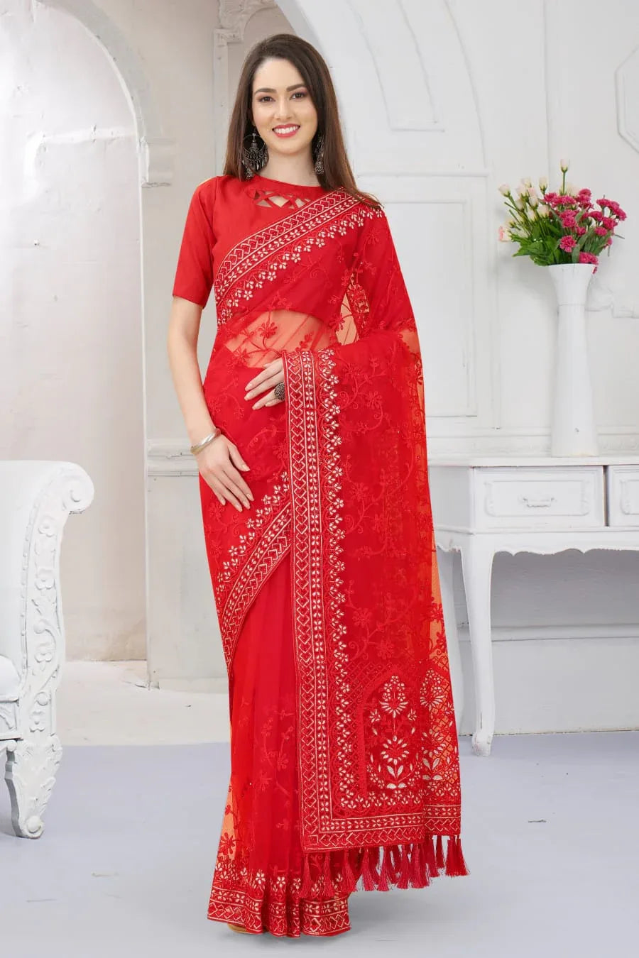 Taj Heavy Butterfly Net Saree Anant Tex Exports Private Limited