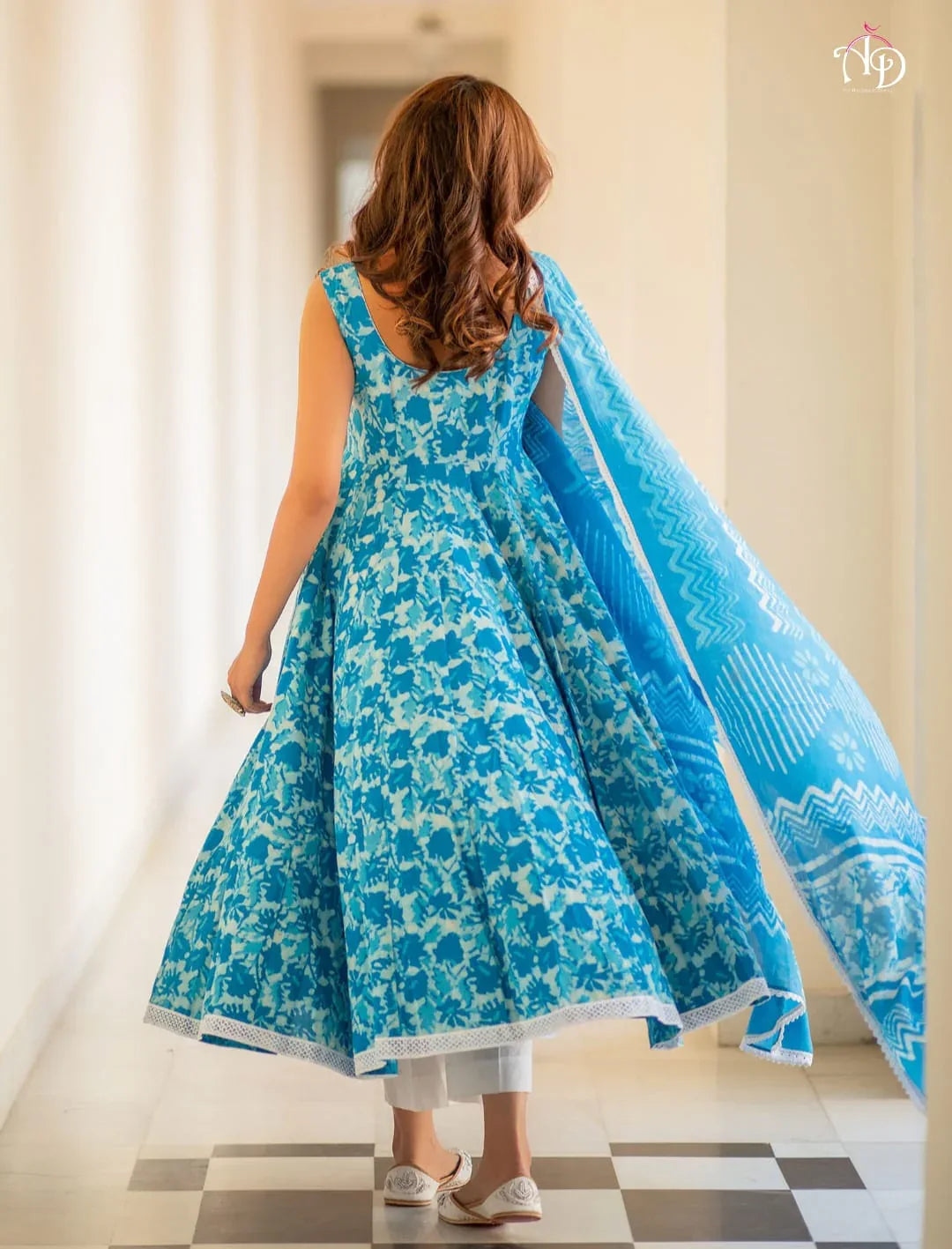 Party Wear Hand block print anarkali style Kurti Anant Tex Exports Private Limited