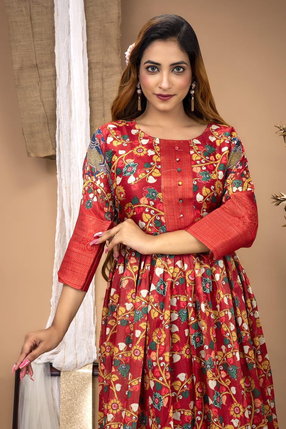 Festival Special South Indian kalamkari Gown Anant Tex Exports Private Limited