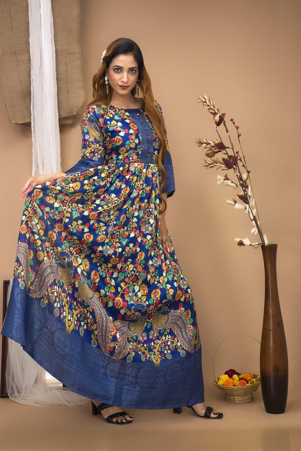 Festival Special South Indian kalamkari Gown Anant Tex Exports Private Limited