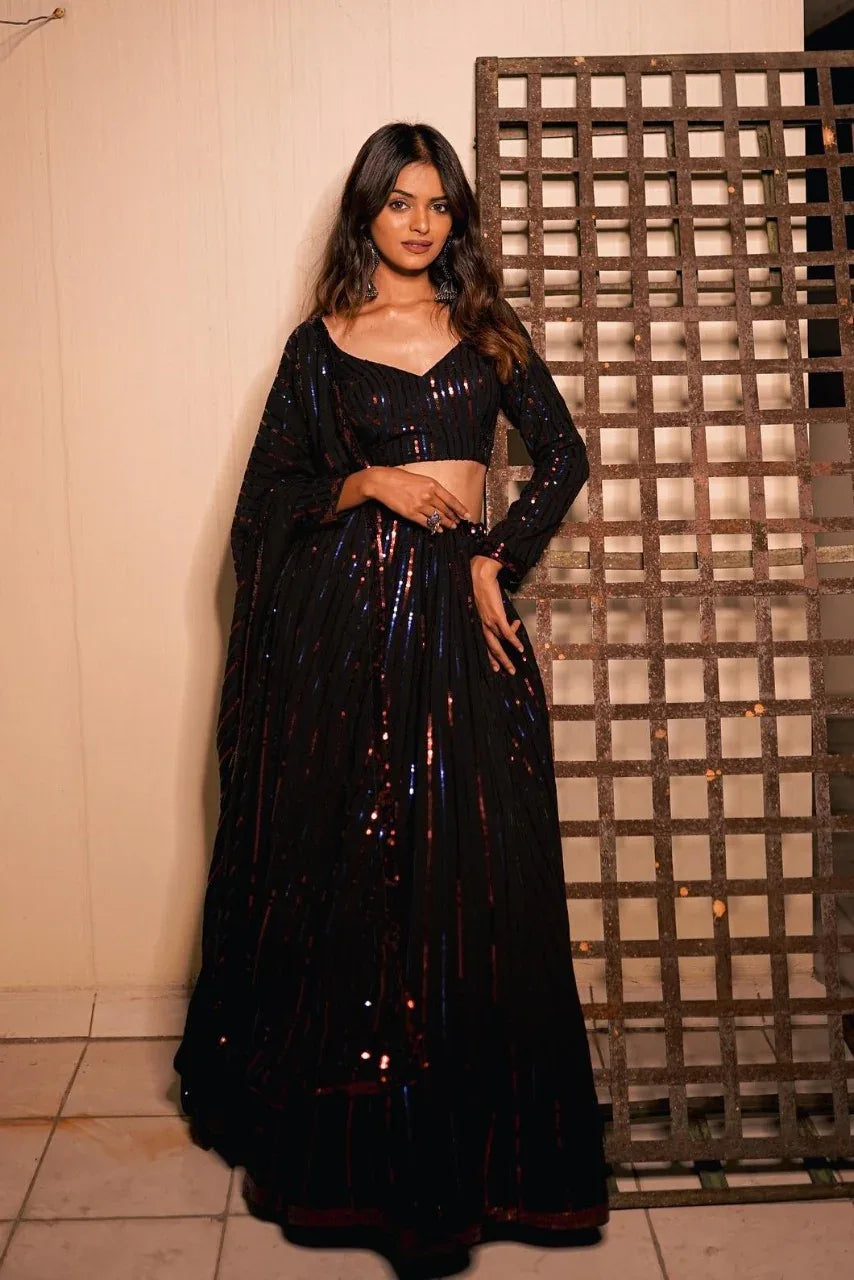 Glamorous Georgette Black Designer Lehenga Anant Tex Exports Private Limited