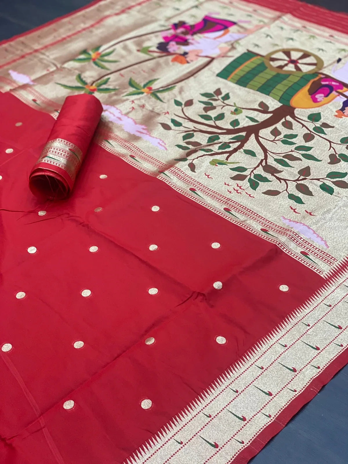 PAITHANI SPECIAL RED FANCY SAREE Anant Tex Exports Private Limited