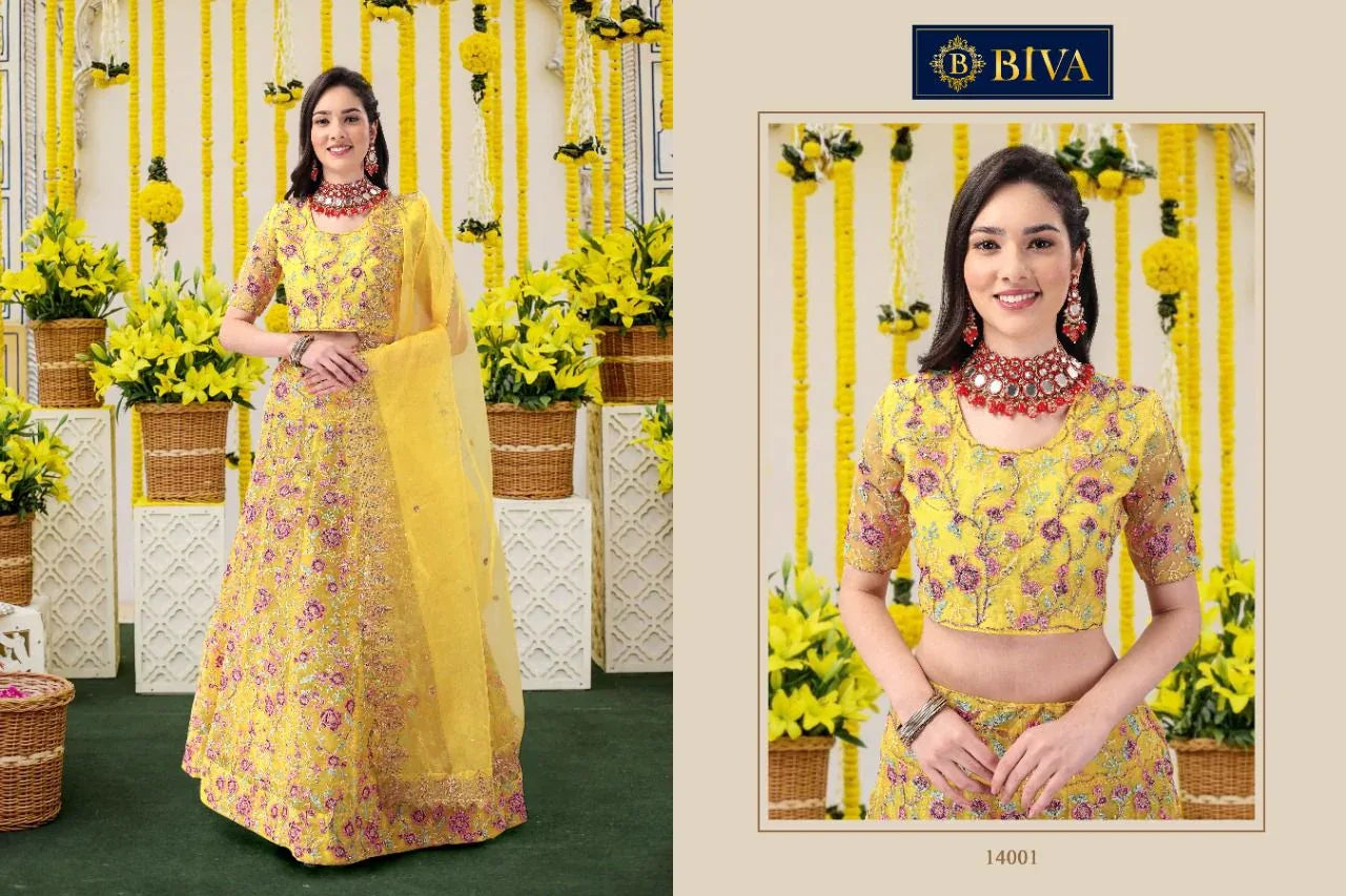 BIVA-MONALISAA VOL-4 14001 To 14004 SERIES LEHENGA Anant Tex Exports Private Limited
