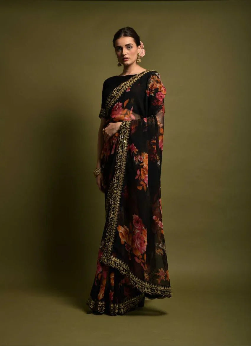 Heavy Soft Chiffon With Beautiful Floral Print Saree D.no 5190 Anant Tex Exports Private Limited