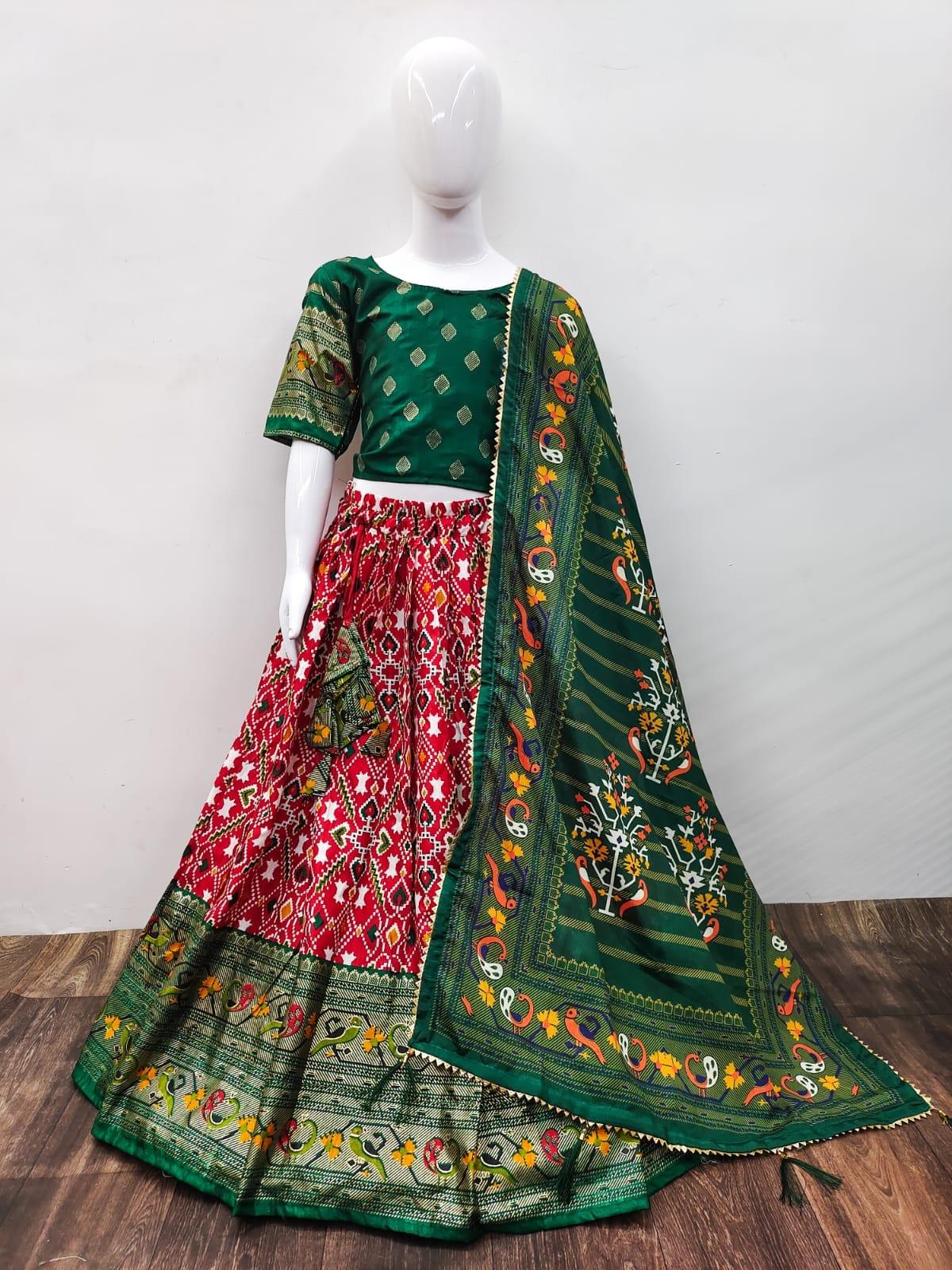Designer Kids Zari Foil-Work Patoda Silk Lahenga Choli Anant Tex Exports Private Limited