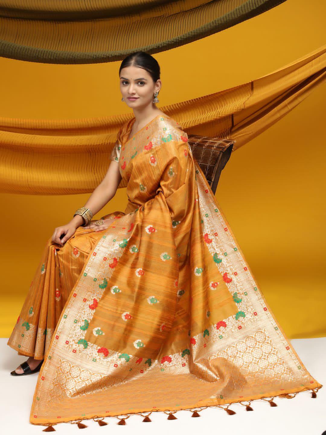 Party Wear Tussar Silk Weaving Saree Anant Tex Exports Private Limited