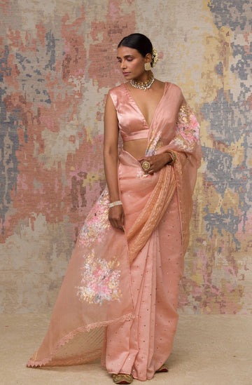 Elegant organza saree with intricate embroidery
