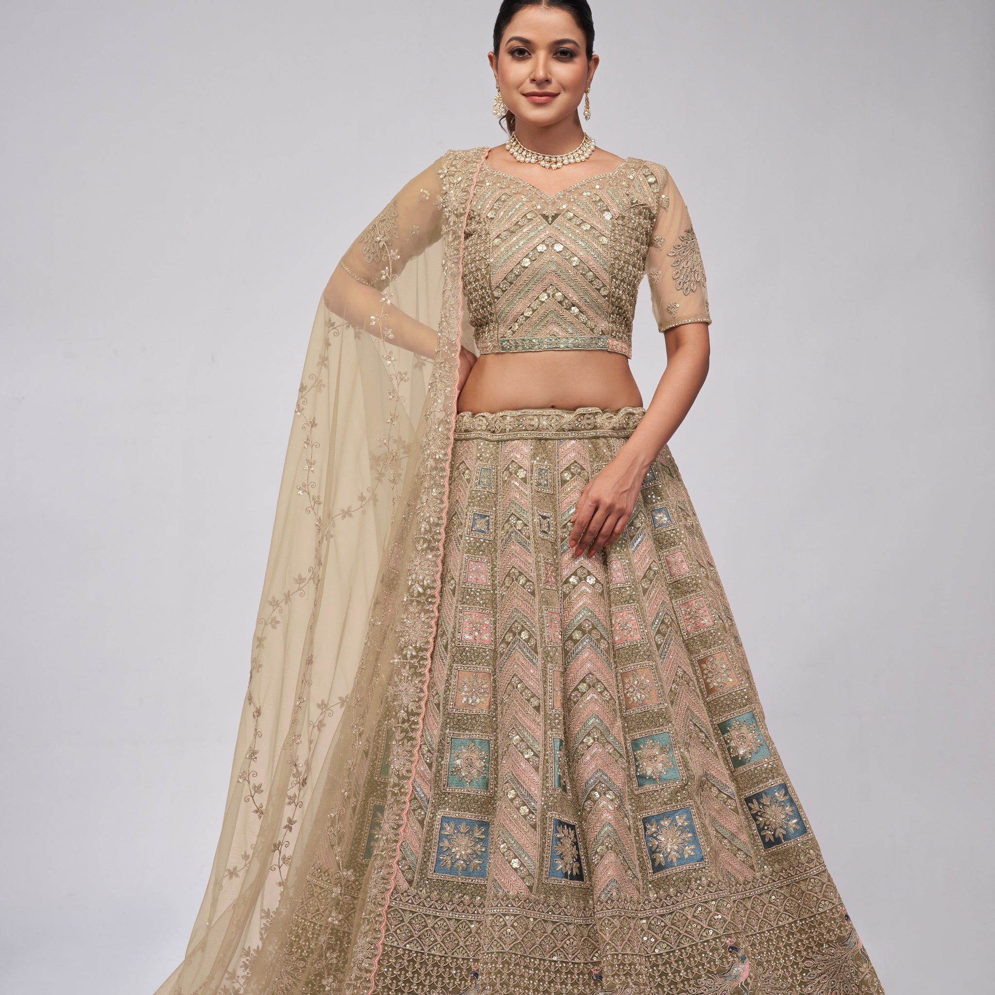 Buy Trendy Gold Lehenga Choli Online in India | Anant Exports