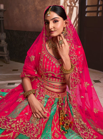 Banarasi Silk Lehenga with Zari Embroidery in Vibrant Colors, Perfect for Weddings and Festivals