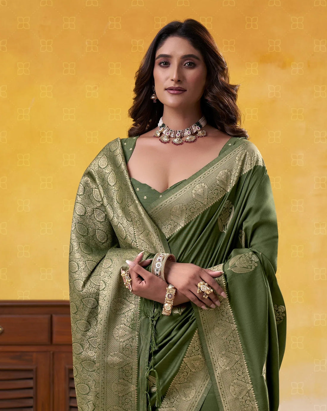 Green Pure Soft Dhatu Silk Handloom Tussar Silk Saree 