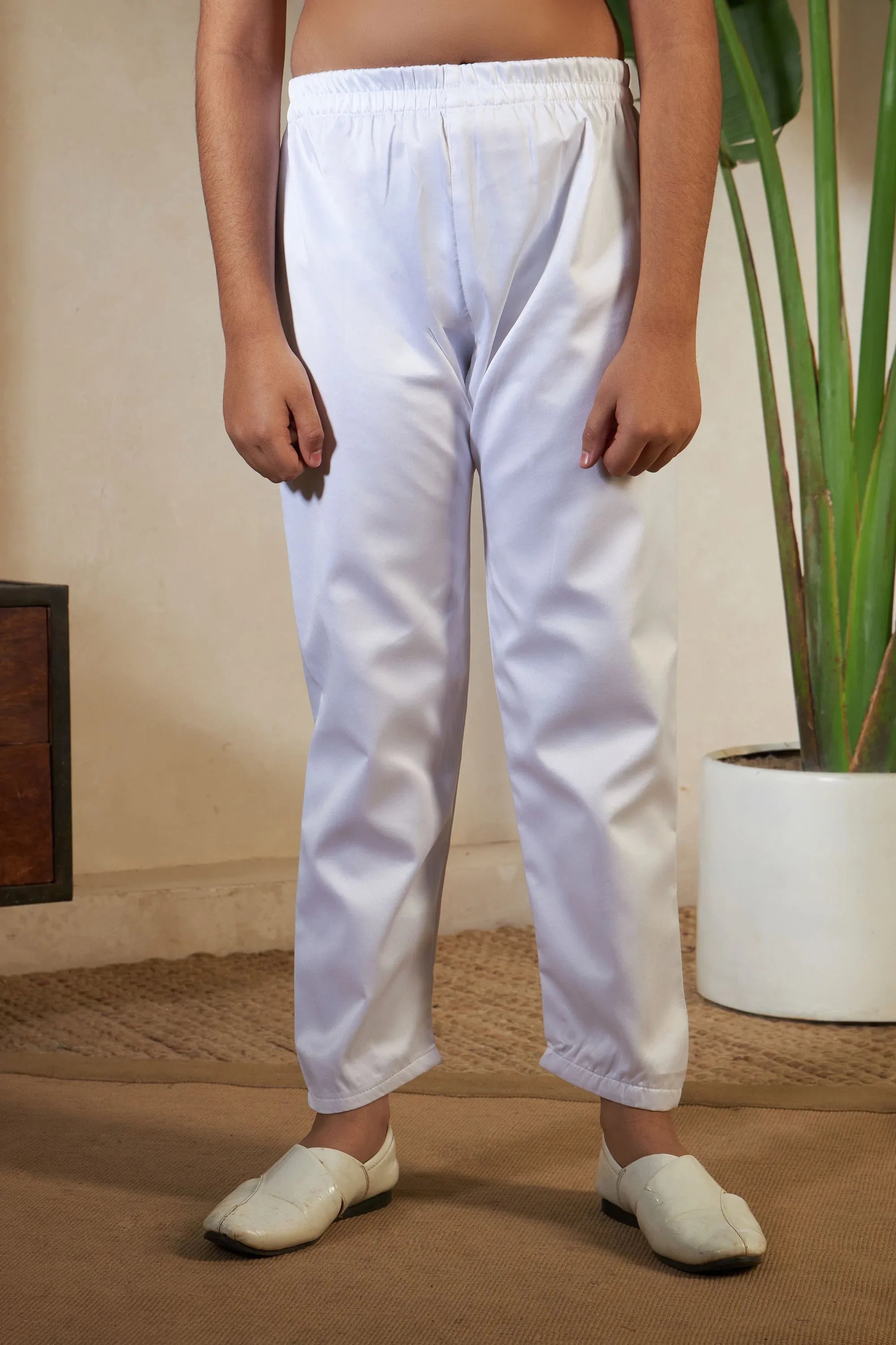 White Pure Satin Silk Kids Boy Kurta Pajama With Koti Jacket 