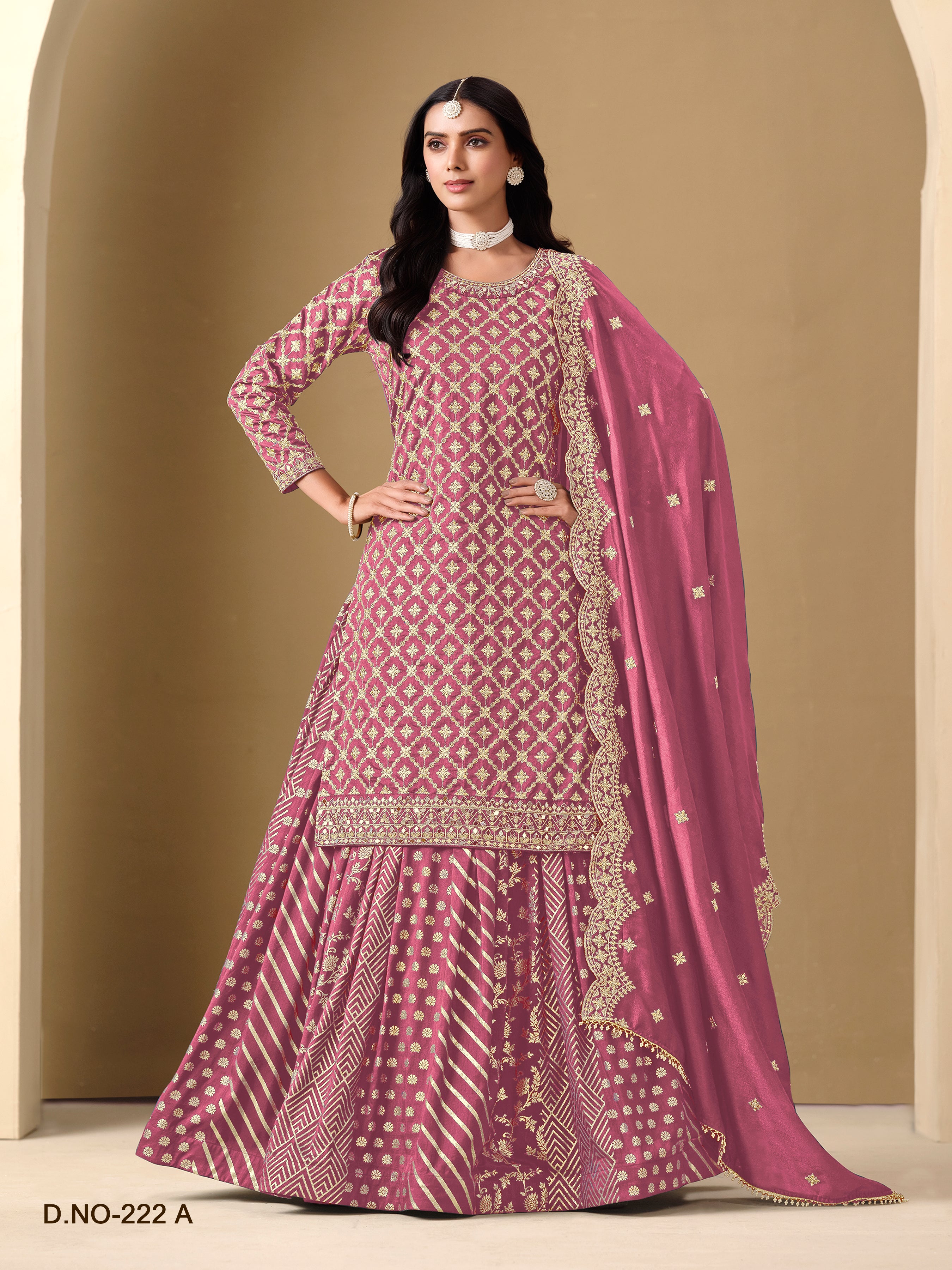 Rani Pink Pure Soft Art Silk Long Floor Length Embroidered Work Readymade Gown