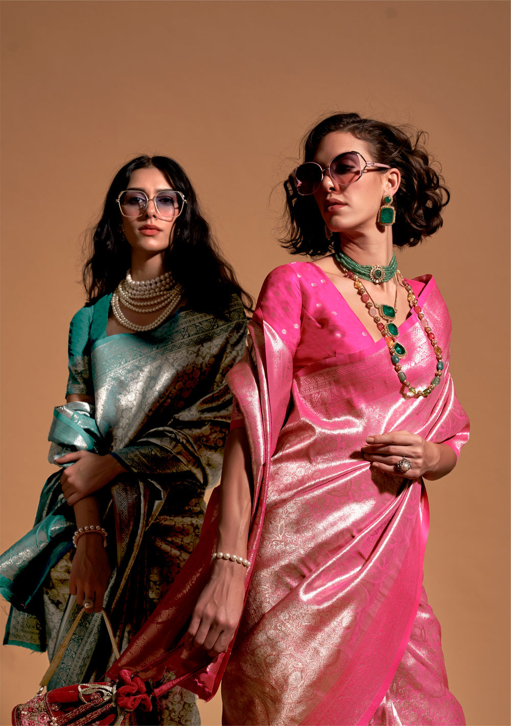 Mauvelous Pink Woven Kanjivaram Banarasi Silk Saree Kanjivaram Saree Anant Tex Exports Pvt.Ltd..