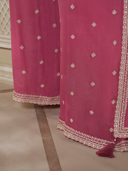 Elegant Pink Wedding Wear Kurta Sharara Set