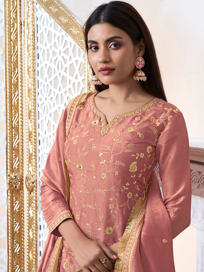 Designer ethnic sharara outfit with jacquard weaving