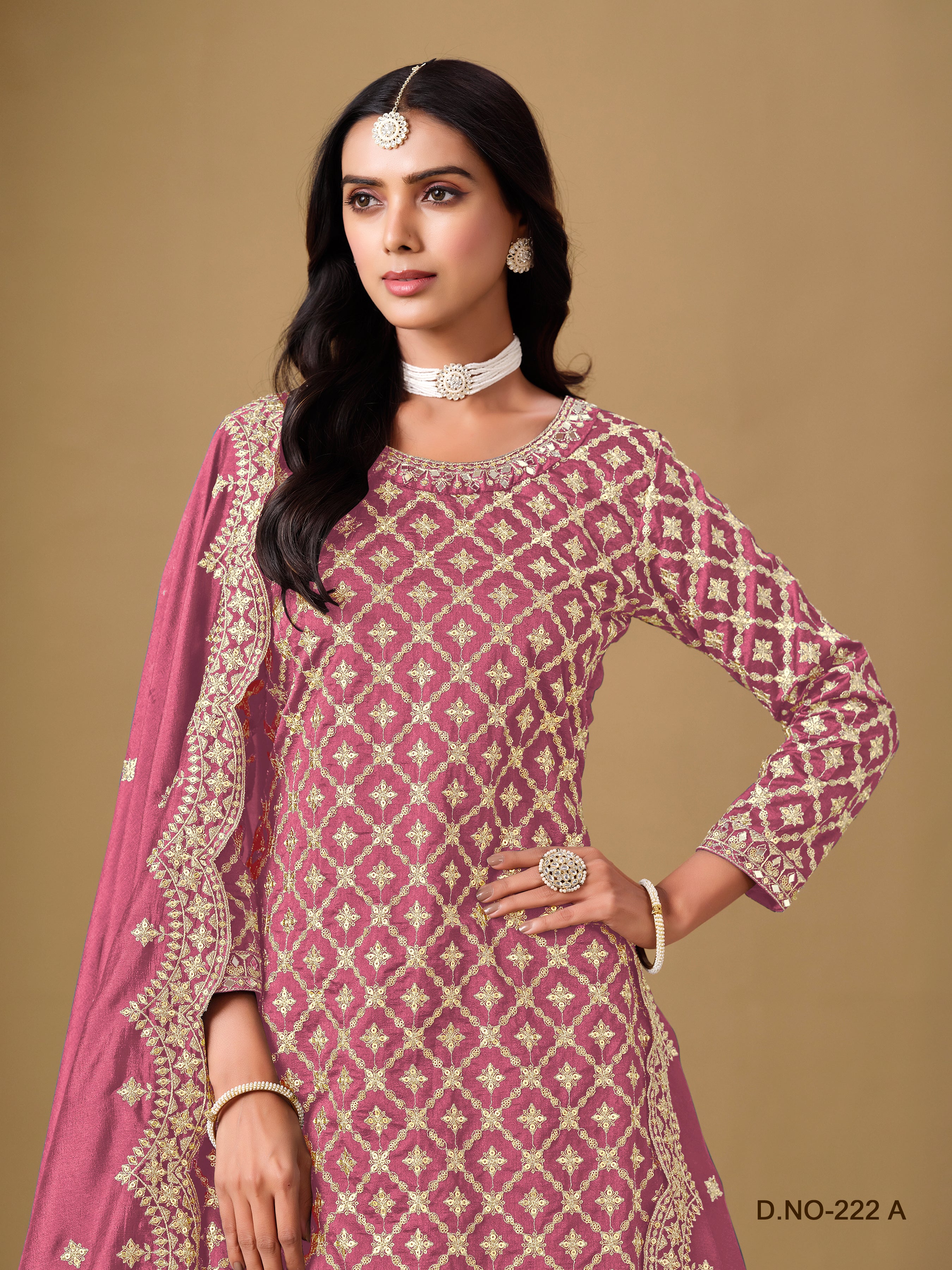 Rani Pink Pure Soft Art Silk Long Floor Length Embroidered Work Readymade Gown