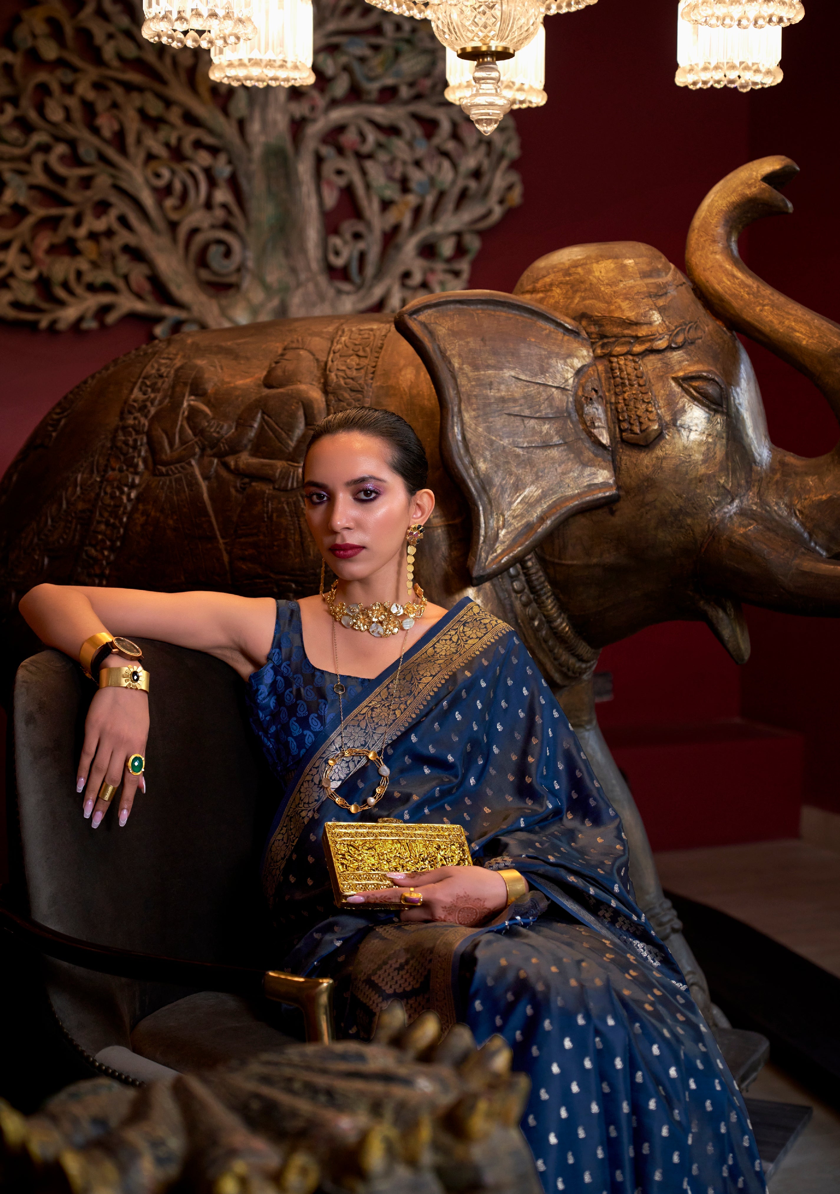 Beautiful Designer Wedding Wear Pure Satin Saree